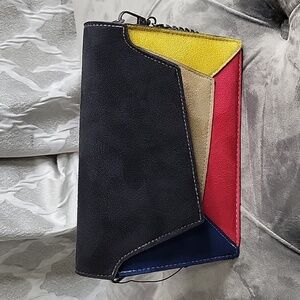 Faux Suede Colorblock Combo Handbag or Clutch